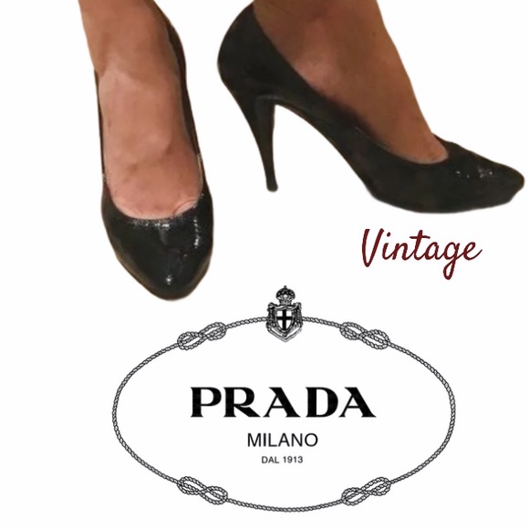 Prada Shoes - Vintage Prada Black Patent Leather Pumps size 39